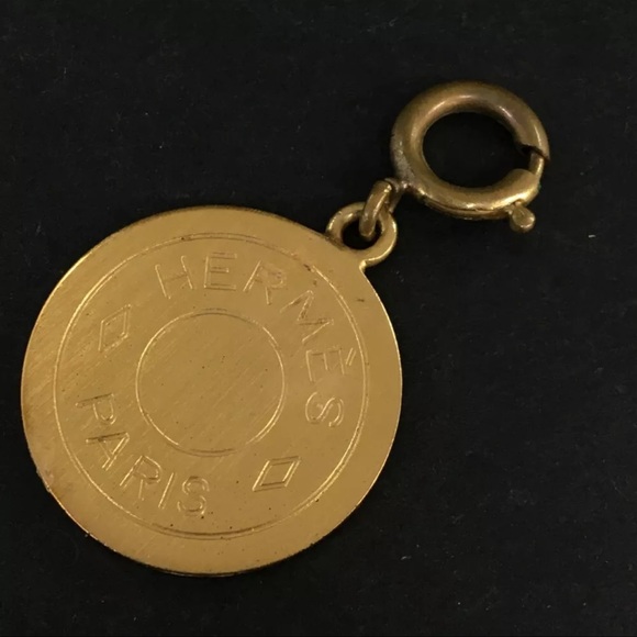 Hermes Jewelry - AUTH HERMES Sellier Gold Keychain Pendant Bag Charm